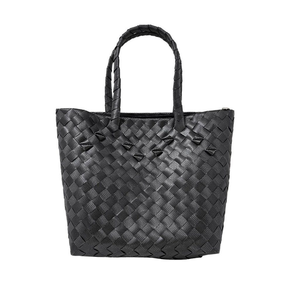 Misenka Handicrafts Philippine Bayong Midnight Black Handy with Zipper Bag